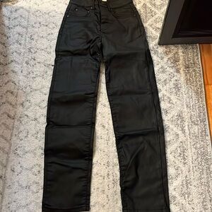 black faux leather free people pants size 24 in great condition